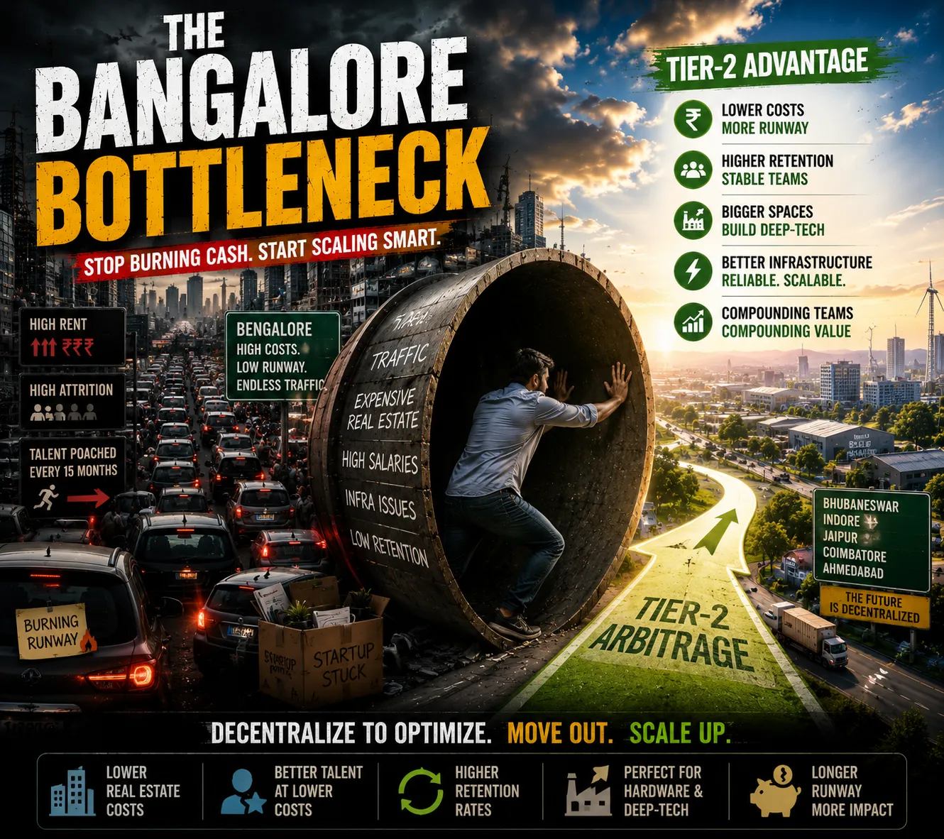 The Bangalore Bottleneck vs. The Tier-2 Arbitrage